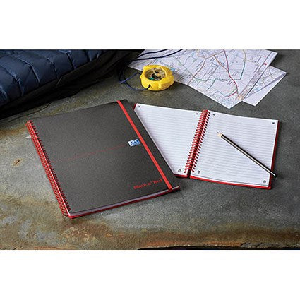 Black n' Red Recycled Wirebound Polypropylene Notebook, A5, Ruled & Perforated, 140 Pages, Pack of 5