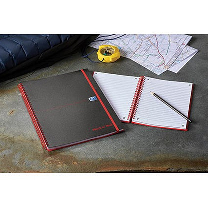 Black n' Red Recycled Wirebound Polypropylene Notebook, A5, Ruled & Perforated, 140 Pages, Pack of 5
