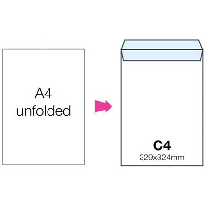 Basildon Bond Recycled C4 Pocket Envelopes, White, Peel and Seal, 120gsm, Pack of 50