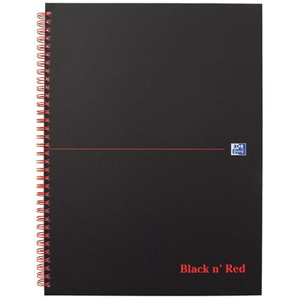 Black n' Red Wirebound Notebook, A4, Smart Ruled & Perforated, 140 Pages, Pack of 5