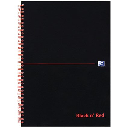 Black n' Red Wirebound Notebook, A4, Ruled & Indexed A-Z, 140 Pages, Pack of 5