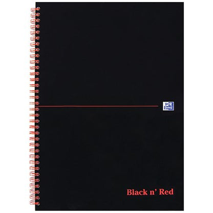 Black n' Red Wirebound Notebook, A4, Ruled & Indexed A-Z, 140 Pages, Pack of 5