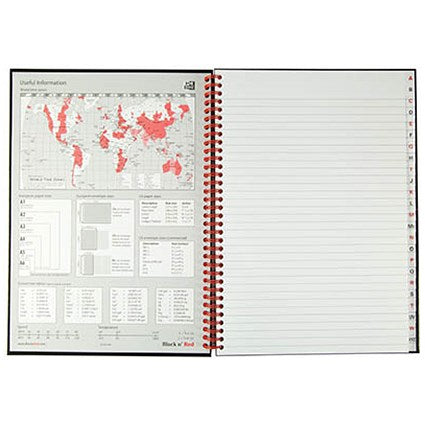 Black n' Red Wirebound Notebook, A4, Ruled & Indexed A-Z, 140 Pages, Pack of 5