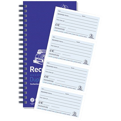 Challenge Carbonless Wirebound Duplicate Receipt Book, 200 Sets, 141x280mm, Pack of 1