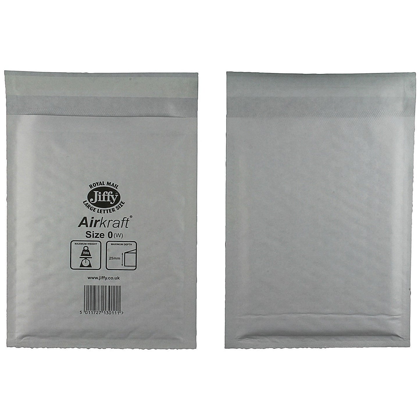 Jiffy Airkraft No.0 Bubble Lined Postal Bags, 140x195mm Peel & Seal, White, Pack of 100