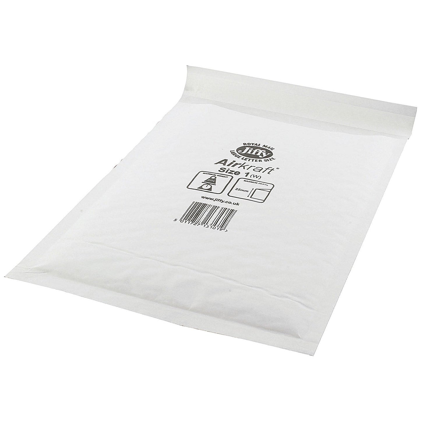 Jiffy Airkraft No.1 Bubble Lined Postal Bags, 170x245mm Peel & Seal, White, Pack of 100