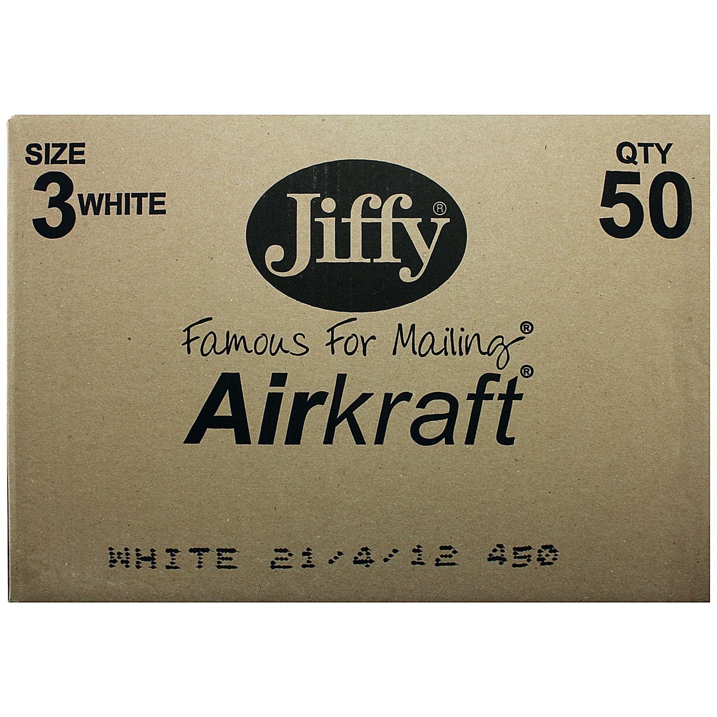 Jiffy Airkraft No.3 Bubble Lined Postal Bags, 220x320mm Peel & Seal, White, Pack of 100 Easy2Order : JF79954
