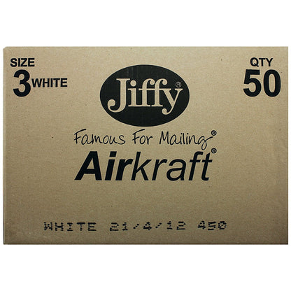 Jiffy Airkraft No.3 Bubble Lined Postal Bags, 220x320mm Peel & Seal, White, Pack of 100 Easy2Order : JF79954