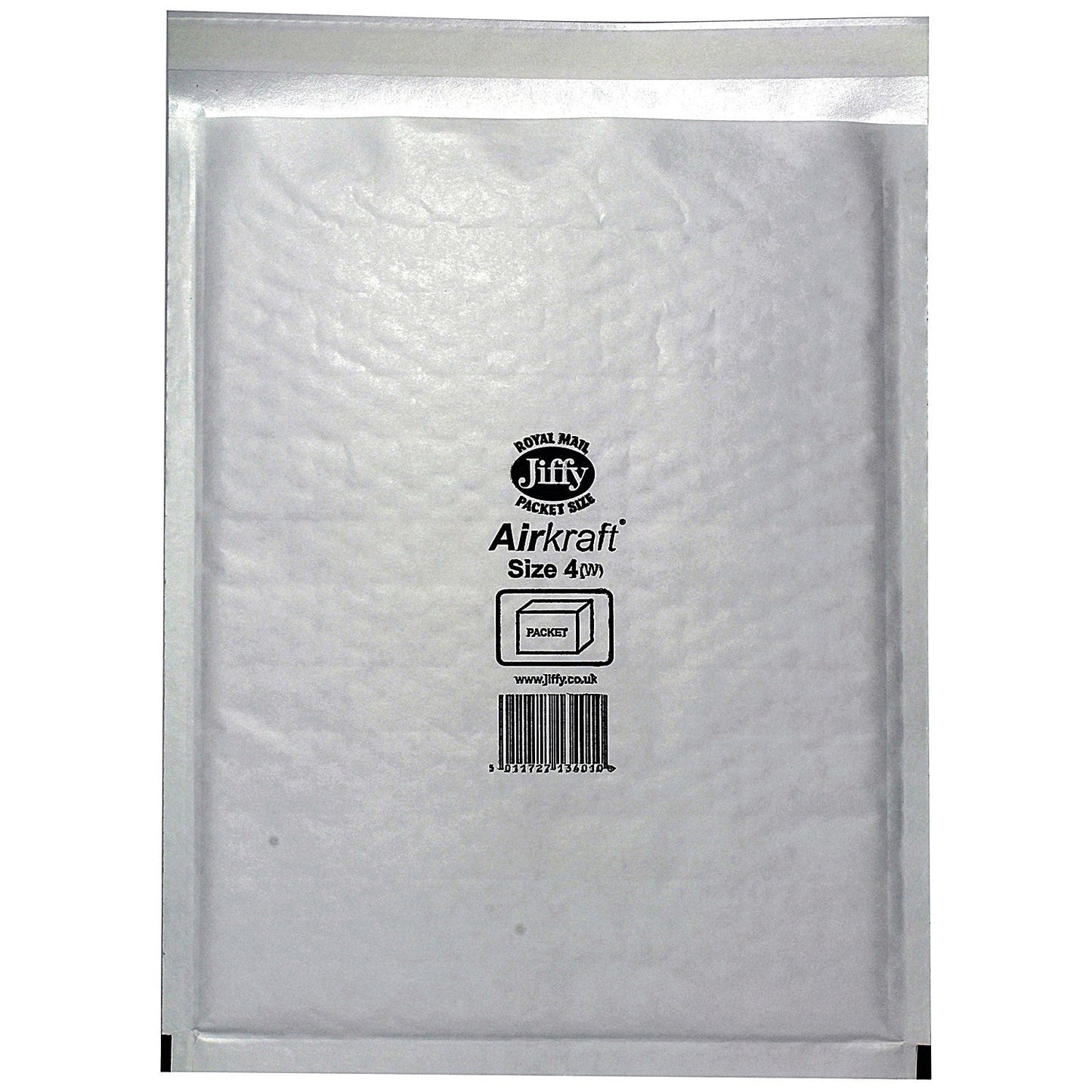 Jiffy Airkraft No.4 Bubble Lined Postal Bags, 240x320mm Peel & Seal, White, Pack of 100