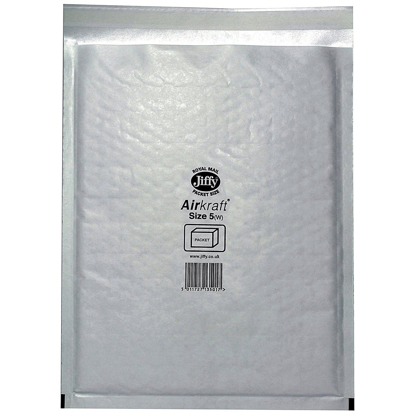 Jiffy Airkraft No.5 Bubble Lined Postal Bags, 260x345mm Peel & Seal, White, Pack of 100