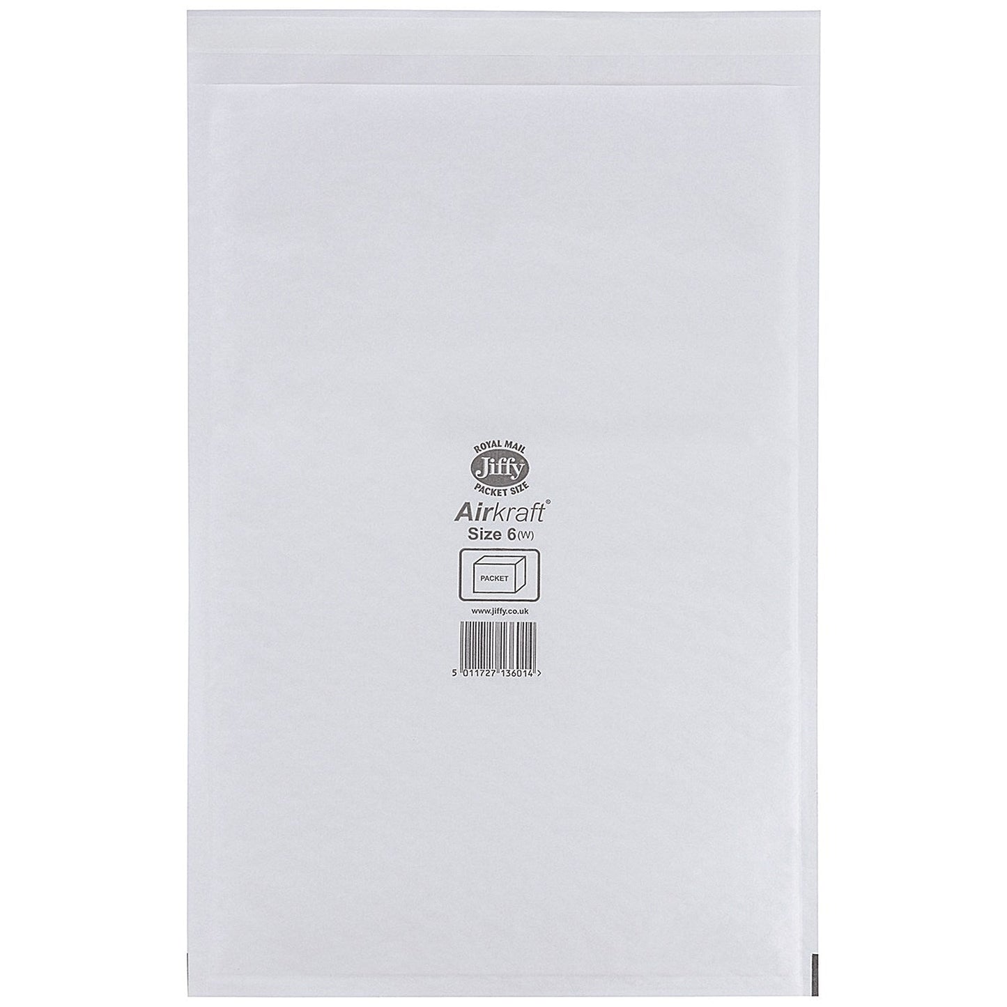Jiffy Airkraft No.6 Bubble Lined Postal Bags, 290x445mm, Peel & Seal, White, Pack of 100