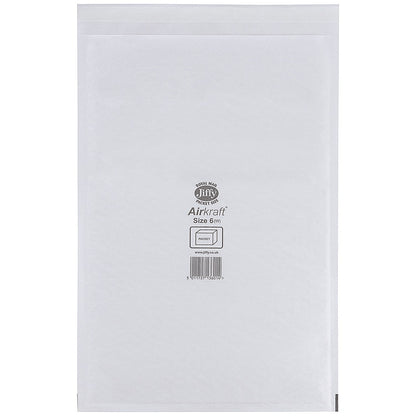 Jiffy Airkraft No.6 Bubble Lined Postal Bags, 290x445mm, Peel & Seal, White, Pack of 100