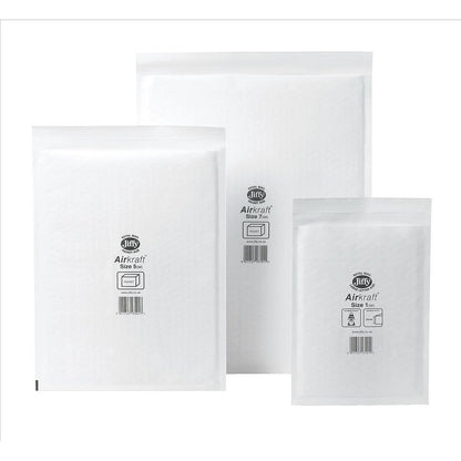 Jiffy Airkraft No.7 Bubble Lined Postal Bags, 340x445mm Peel & Seal, White, Pack of 100
