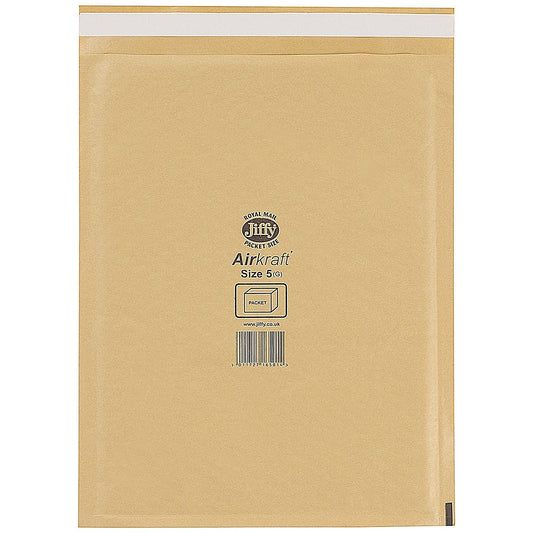 Jiffy Airkraft No.1 Bubble Lined Postal Bags, 170x245mm Peel & Seal, Gold, Pack of 100