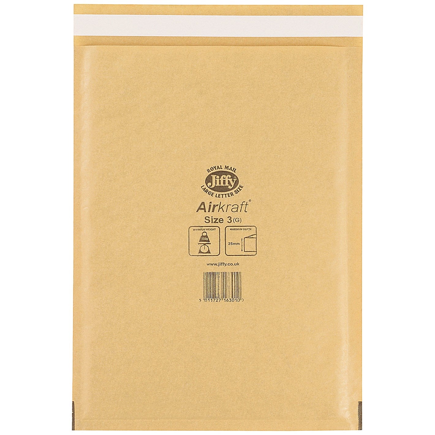 Jiffy Airkraft No.3 Bubble Lined Postal Bags, 220x320mm Peel & Seal, Gold, Pack of 100
