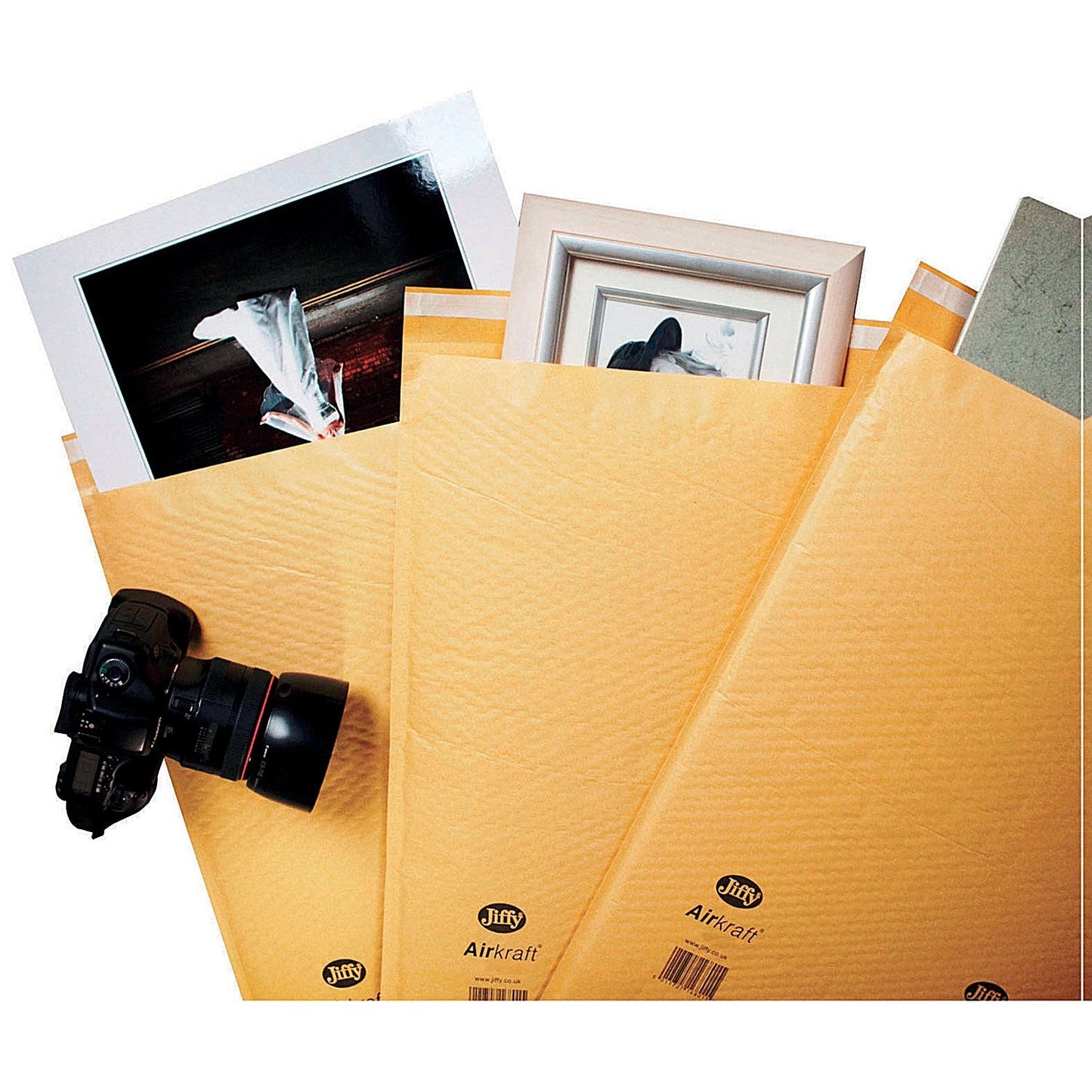 Jiffy Airkraft No.4 Bubble Lined Postal Bags, 240x320mm Peel & Seal, Gold, Pack of 100