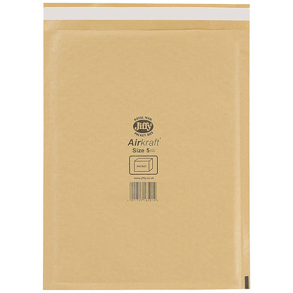 Jiffy Airkraft No.5 Bubble Lined Postal Bags, 260x345mm Peel & Seal, Gold, Pack of 100
