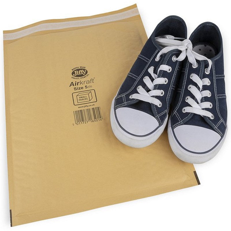 Jiffy Airkraft No.5 Bubble Lined Postal Bags, 260x345mm Peel & Seal, Gold, Pack of 100