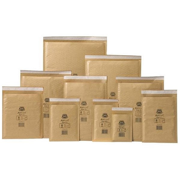 Jiffy Airkraft No.5 Bubble Lined Postal Bags, 260x345mm Peel & Seal, Gold, Pack of 100