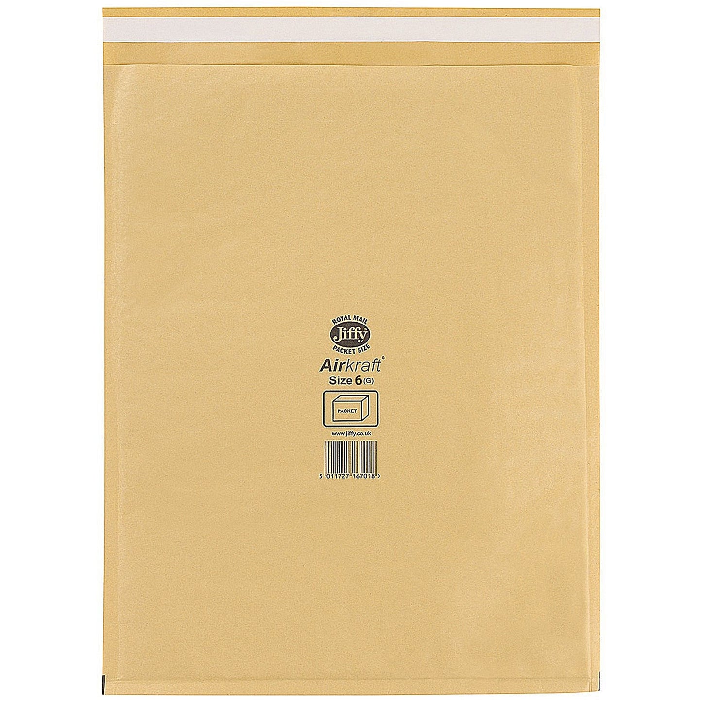 Jiffy Airkraft No.6 Bubble Lined Postal Bags, 290x445mm Peel & Seal, Gold, Pack of 100