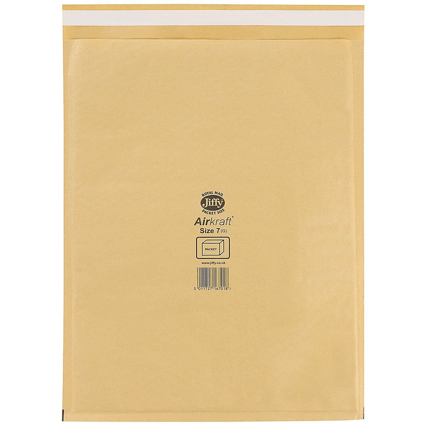 Jiffy Airkraft No.7 Bubble Lined Postal Bags, 340x445mm Peel & Seal, Gold, Pack of 100