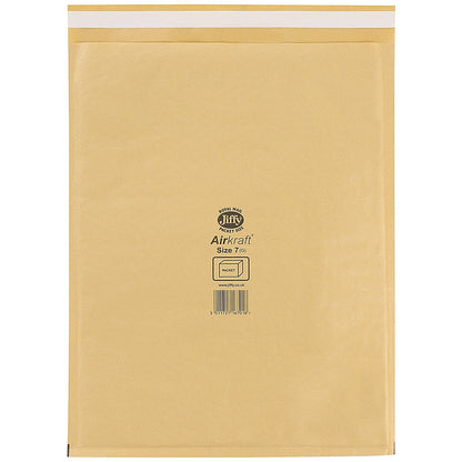 Jiffy Airkraft No.7 Bubble Lined Postal Bags, 340x445mm Peel & Seal, Gold, Pack of 100