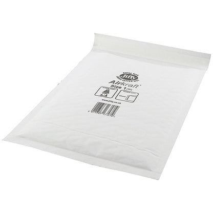 Jiffy Airkraft No.1 Bubble Lined Postal Bags, 170x245mm Peel & Seal, Multi White, Pack of 10