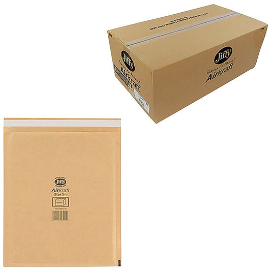 Jiffy Airkraft No.5 Bubble Lined Postal Bags, 260x345mm Peel & Seal, Multi Gold, Pack of 10