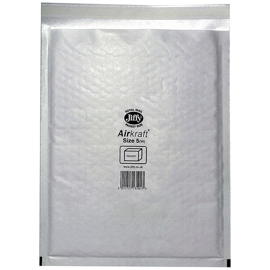 Jiffy Airkraft No.5 Bubble Lined Postal Bags, 260x345mm Peel & Seal, Multi White, Pack of 10 Easy2Order : JF79977