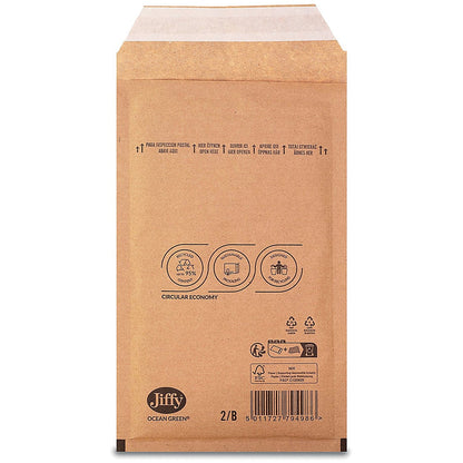 Jiffy Ocean Green Uncoated Mailers, 2/B, Brown, Pack of 200
