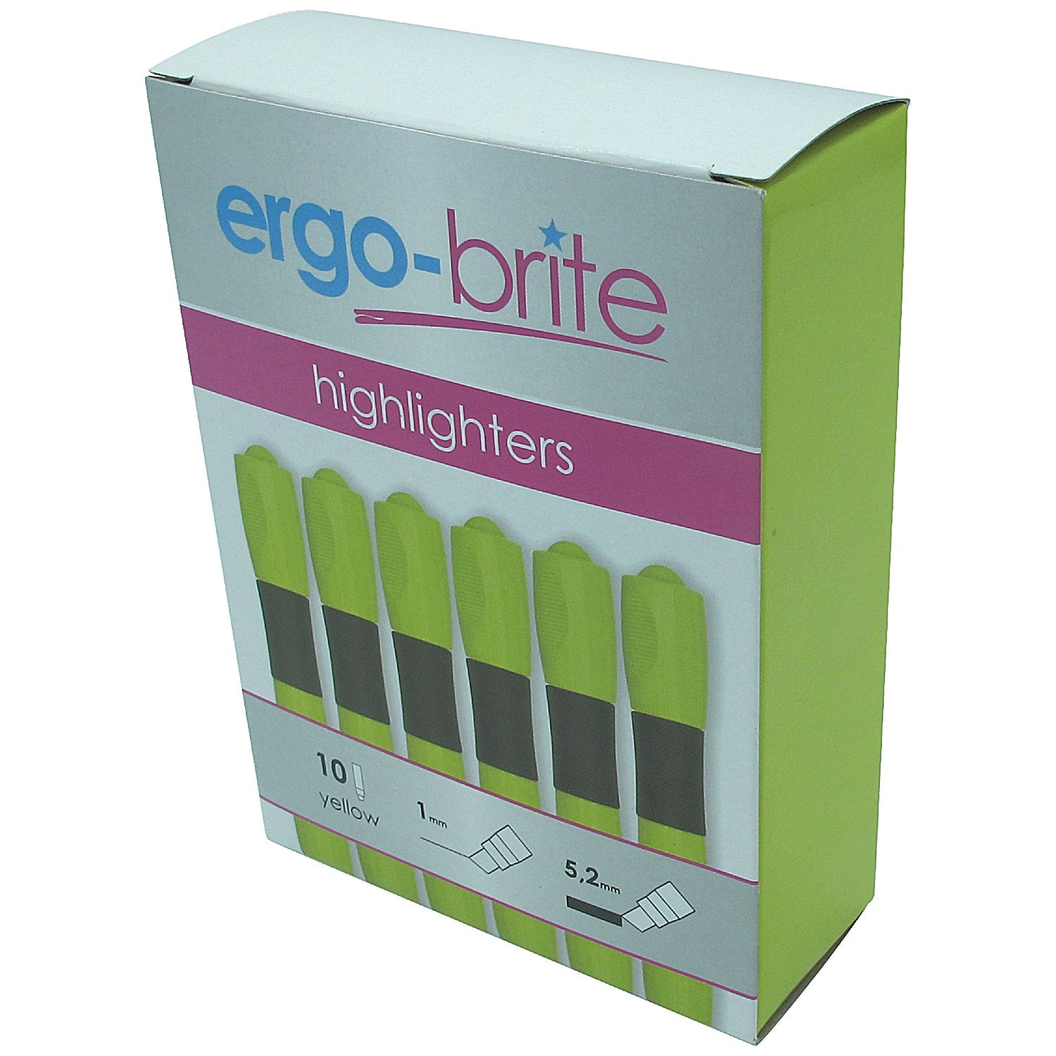 5 Star Ergo-Brite Ergonomic Highlighter Pen Yellow (Pack of 10)