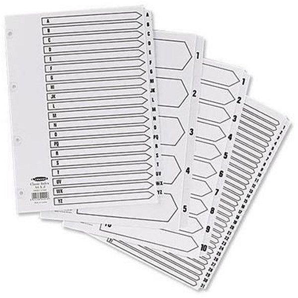 Concord Reinforced Board Index Dividers, 1-200, Clear Tabs, A4, White