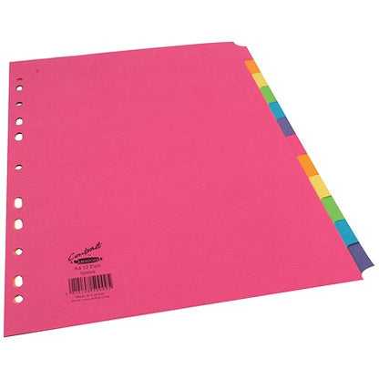 Concord Bright Subject Dividers, 12-Part, Blank Multicolour Tabs, A4, Multicolour