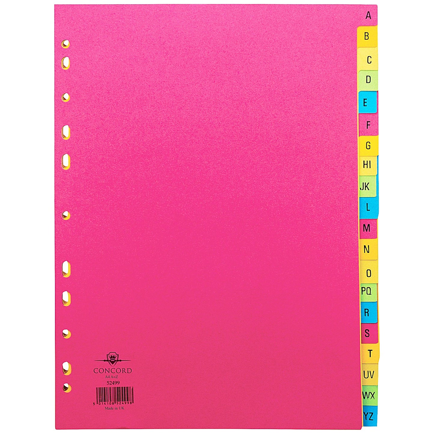 Concord Bright Index Dividers, A-Z, Multicolour Tabs, A4, Multicolour, Pack of 10