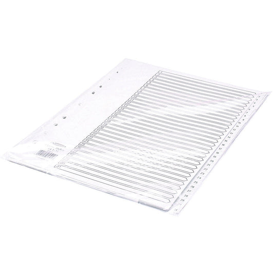 Concord Plastic Index Dividers, 1-31, Clear Tabs, A4, White