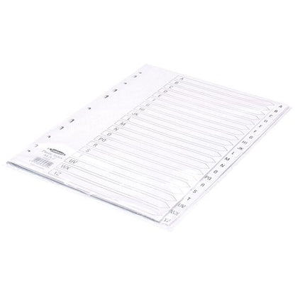Concord Plastic Index Dividers, A-Z, Clear Tabs, A4, White