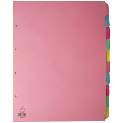 Concord Subject Dividers, 10-Part, Blank Multicolour Tabs, A3, Multicolour