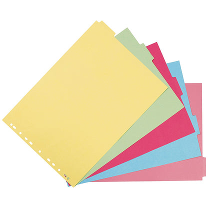 Concord Subject Dividers, 5-Part, Blank Multicolour Tabs, A3, Multicolour