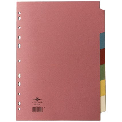 Concord Subject Dividers, 6-Part, Blank Multicolour Tabs, A4, Multicolour