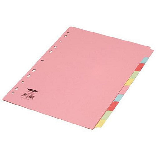 Concord Subject Dividers, 10-Part, Blank Multicolour Tabs, A4, Multicolour