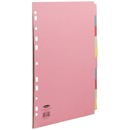 Concord Subject Dividers, Extra Wide, 10-Part, Blank Multicolour Tabs, A4, Multicolour