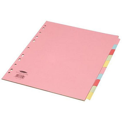 Concord Subject Dividers, Extra Wide, 10-Part, Blank Multicolour Tabs, A4, Multicolour
