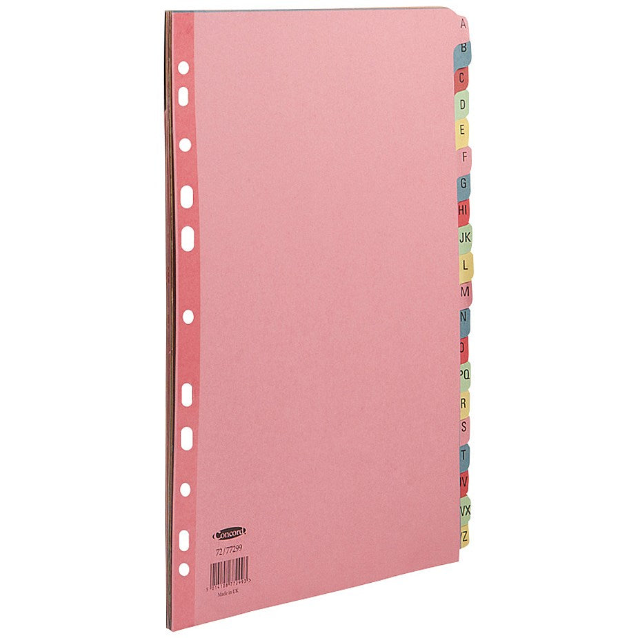 Concord Index Dividers, A-Z, Multicolour Tabs, A4, Multicolour