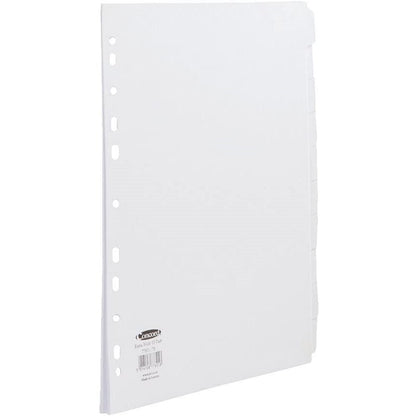 Concord Reinforced Board Subject Dividers, Extra Wide, 10-Part, Blank Tabs, A4, White