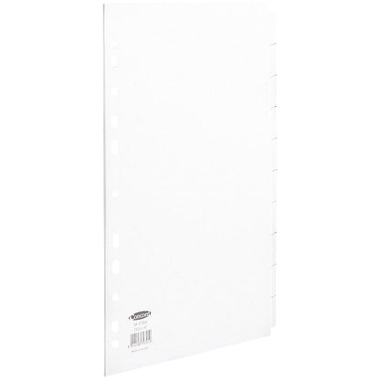 Concord Reinforced Board Subject Dividers, 10-Part, Blank Tabs, A4, White