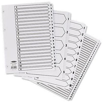 Concord Reinforced Board Index Dividers, 1-12, Clear Tabs, A4, White