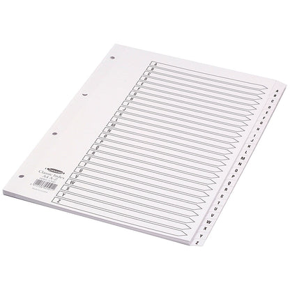 Concord Reinforced Board Index Dividers, A-Z, Clear Tabs, A4, White