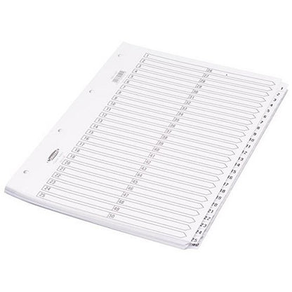 Concord Reinforced Board Index Dividers, 1-50, Clear Tabs, A4, White