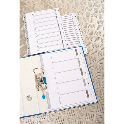Concord Reinforced Board Index Dividers, 1-10, Clear Tabs, A4, White