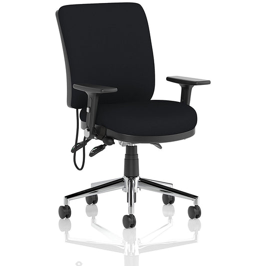 Chiro Medium Back Task Operators Chair, Height Adjustable & Folding Arms, Black